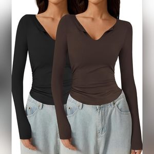 LUYAA Women's Long Sleeve Shirts V Neck